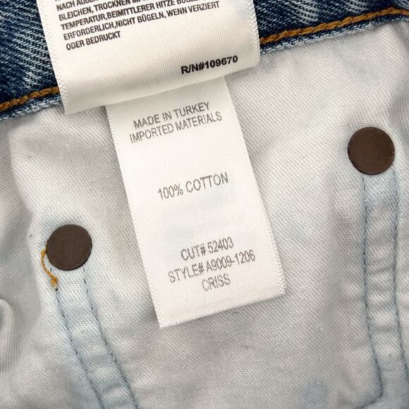 AGOLDE Criss Cross Denim Shorts Momentum Light Wash Asymmetric Waist Size 25 - Picture 4 of 5